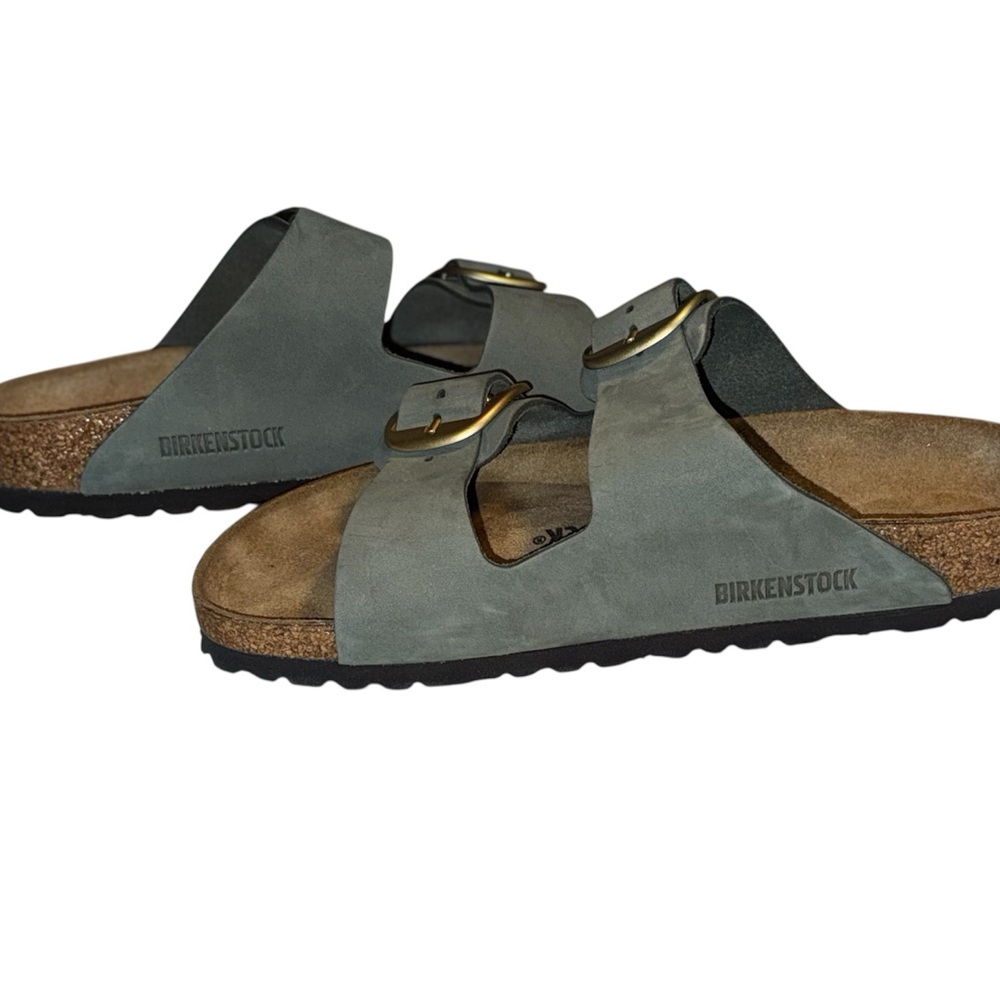 Birkenstock Green Sandals with Big Brass Buckles - Picture 5 of 7